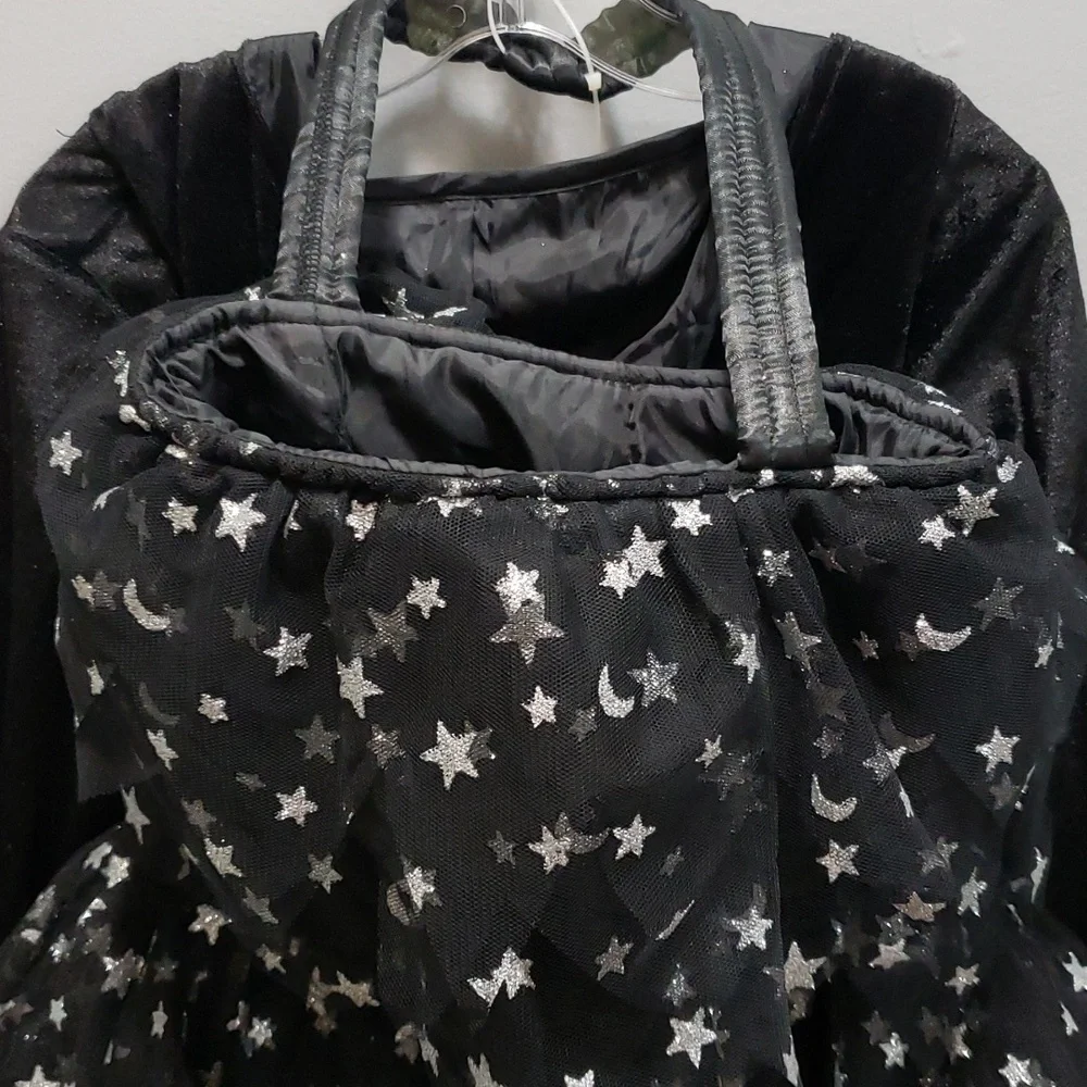 Hallow's Eve NWT Glitter Stars and Moon Witch Costume with Matching Bag, Girls 4